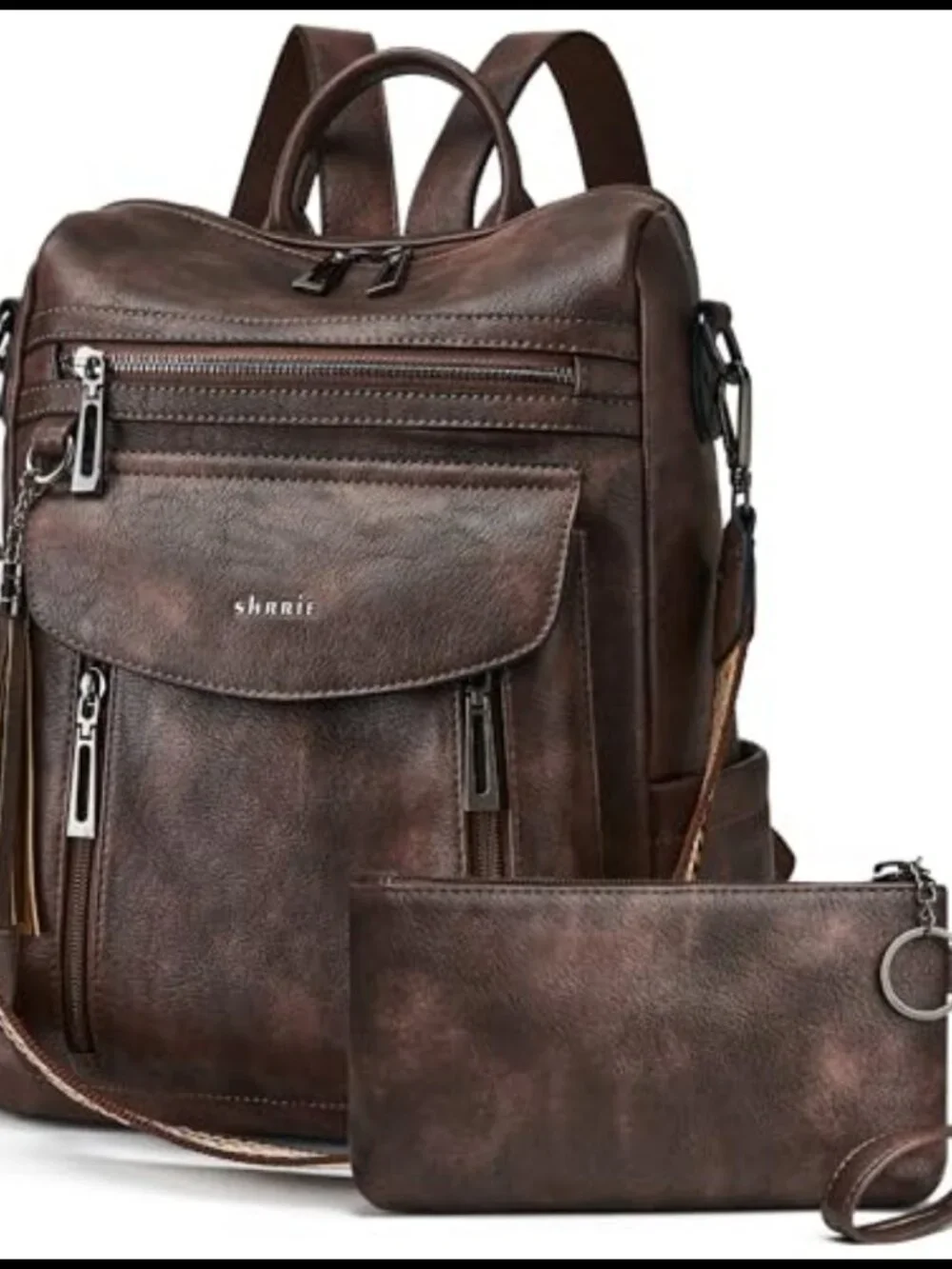Faux Leather Backpack Purse Convertible Shoulder Bag Wristlet Travel Work